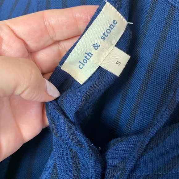 Cloth & Stone Button Stripped Back Top with tie - Picture 4 of 8